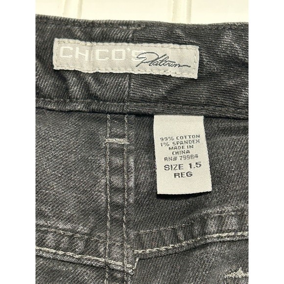 CHICOS Platinum Denim Original Jeans Sz 1.5 / 10 Mid Rise‎ 5 Pocket Dark Wash - Picture 3 of 7